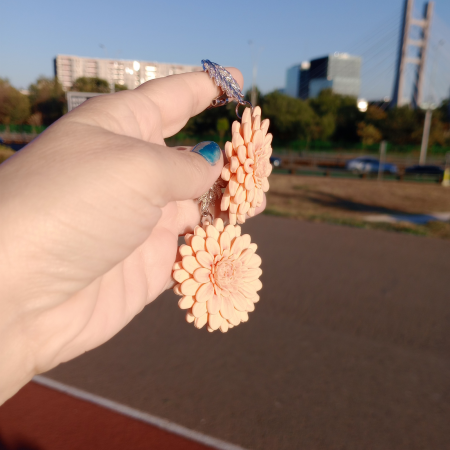 Cercei Crizanteme Peach [7]