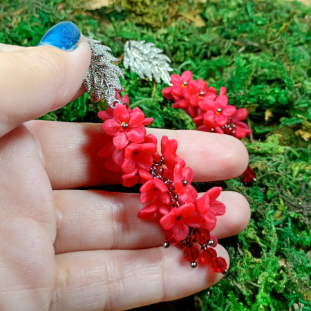 Cercei cu Flori Roz și Cristale [1]