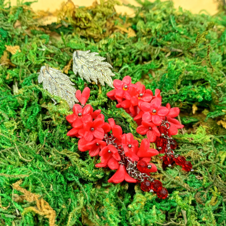 Cercei cu Flori Roz și Cristale [8]