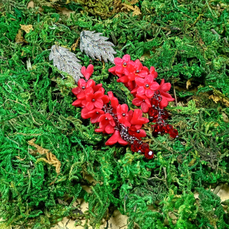 Cercei cu Flori Roz și Cristale [9]