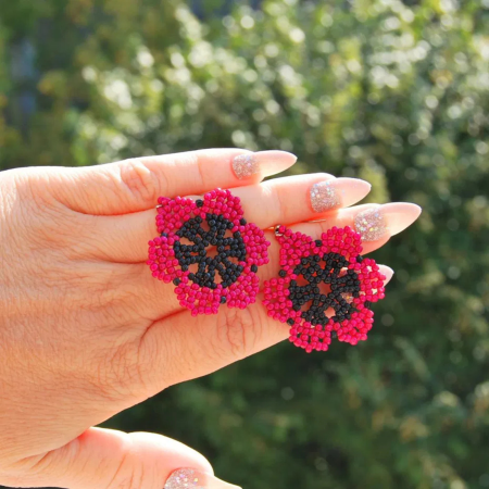 Cercei Flori Fuchsia din Mărgele [1]