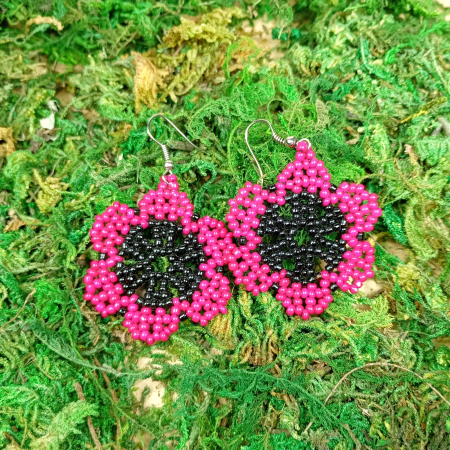 Cercei Flori Fuchsia din Mărgele [5]