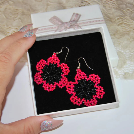 Cercei Flori Fuchsia din Mărgele [4]