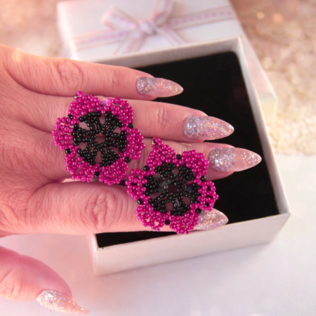 Cercei Flori Fuchsia din Mărgele [1]