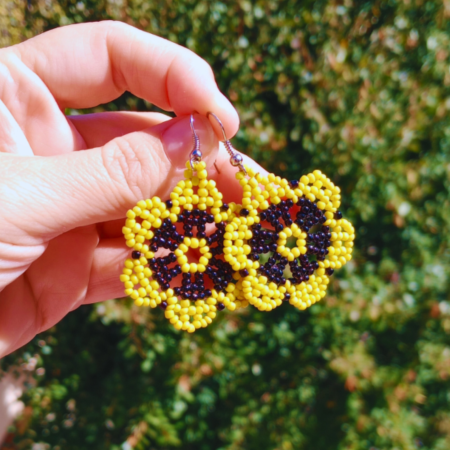 Colecția Florală - Cercei Flori Galbene din Mărgele