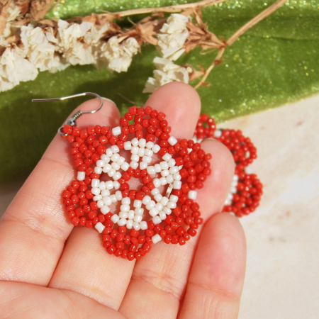 Cercei Flori Roșii din Mărgele [2]