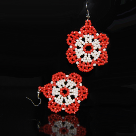 Cercei Flori Roșii din Mărgele [6]