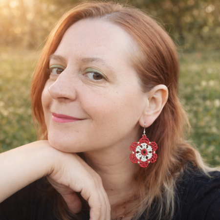 Colecția Florală - Cercei Flori Roșii din Mărgele