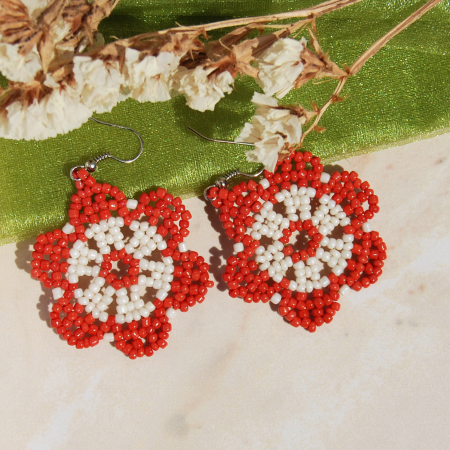 Cercei Flori Roșii din Mărgele [8]