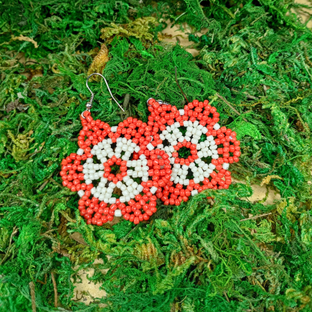 Cercei Flori Roșii din Mărgele [7]