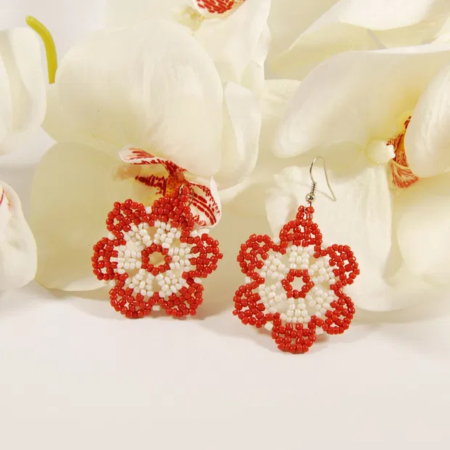 Cercei Flori Roșii din Mărgele [1]