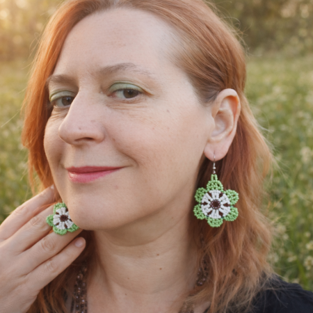 Cercei flori verzi din margele [0]