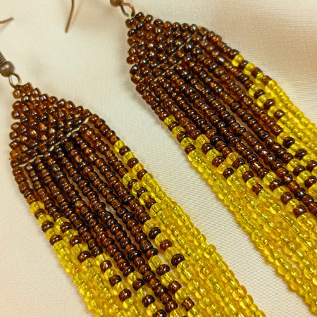 Cercei lungi margele - Cercei Galben-Maro