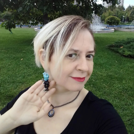 Cercei lungi albastri cu detalii florale – cadou ideal [3]