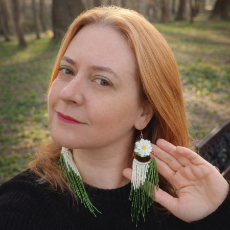 Colecția Florală - Cercei Lungi cu Margarete