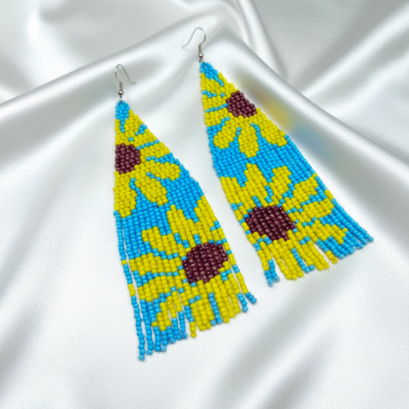 Cercei lungi din mărgele cu floarea-soarelui [5]