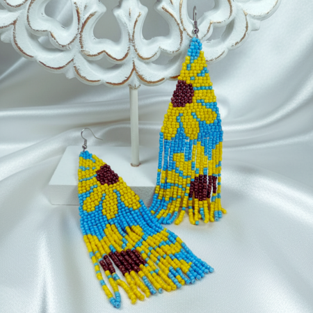 Cercei lungi din mărgele cu floarea-soarelui [2]