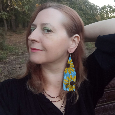 Cercei lungi din mărgele cu floarea-soarelui [7]