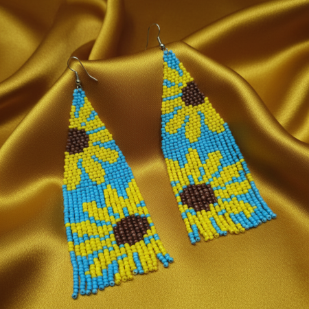 Cercei lungi din mărgele cu floarea-soarelui [9]