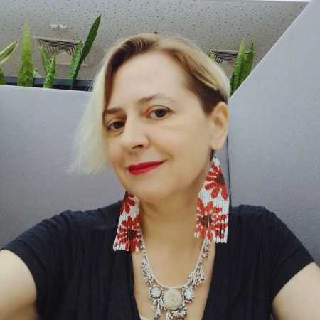 Cercei lungi din mărgele cu flori roșii [3]