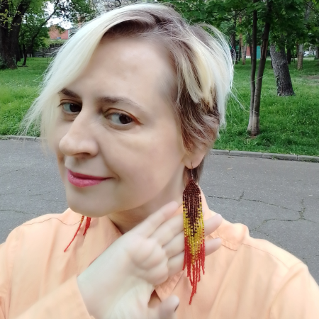 Cercei lungi margele in culorile focului [4]