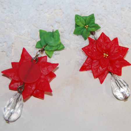 Cercei statement floarea Crăciunului roșu–verde [2]