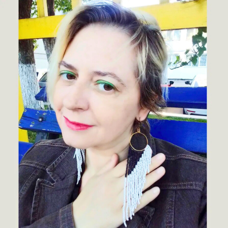 Cercei statement lungi alb cu negru [4]