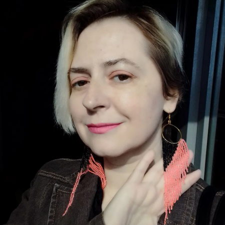 Cercei statement lungi portocaliu neon cu negru din margele de sticla [6]