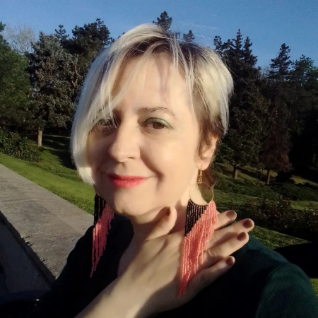 Cercei statement lungi portocaliu neon cu negru din margele de sticla [2]