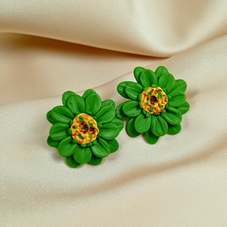 Cercei surub - Cercei surub cu flori verzi