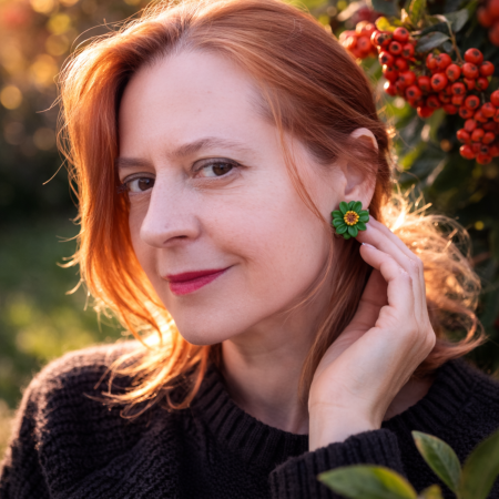 Cercei surub cu flori verzi [2]