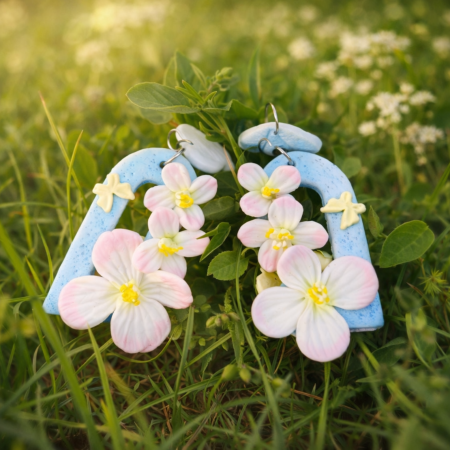 Colecția Florală - Cercei surub Luminita de seara roz