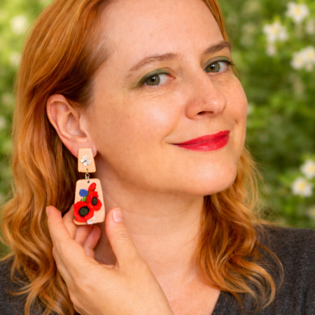 Cercei cu flori - Cercei surub Maci