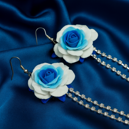 Cercei cu tortiță - Cercei Trandafiri Albaștri