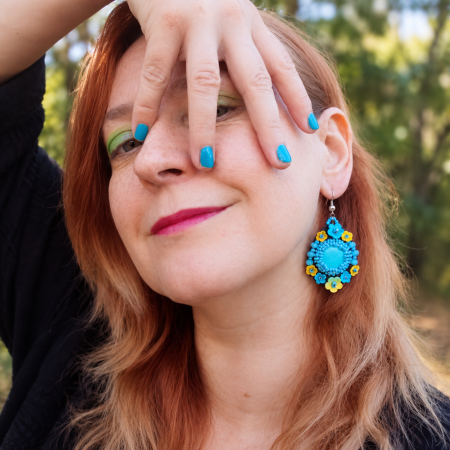 Cercei cu flori - Cercei Turquoise Bloom