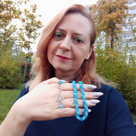 Colier Spirala Albastră din margele sticlă [4]