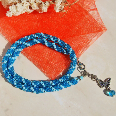 Colier Spirala Albastră din margele sticlă [8]