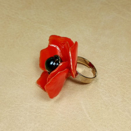 Inel floare de mac rosu [12]