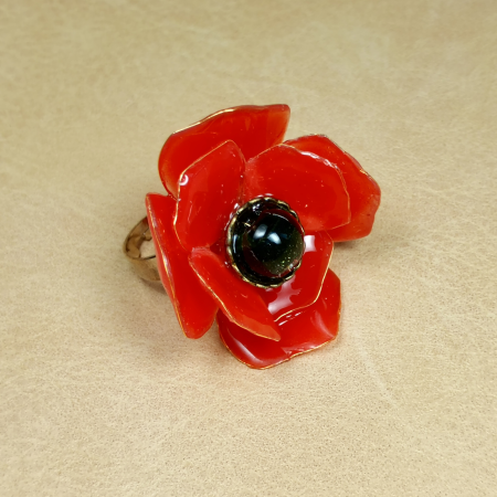 Inel floare de mac rosu [11]