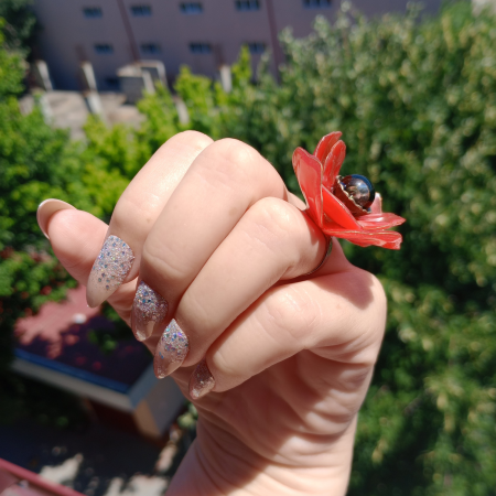 Inel floare de mac rosu [8]
