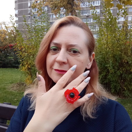 Inel floare de mac rosu [5]