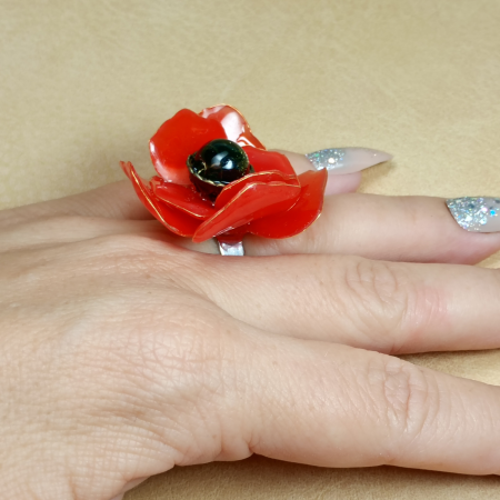 Inel floare de mac rosu [13]