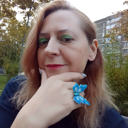 Inel reglabil Fluture Albastru rasina [4]