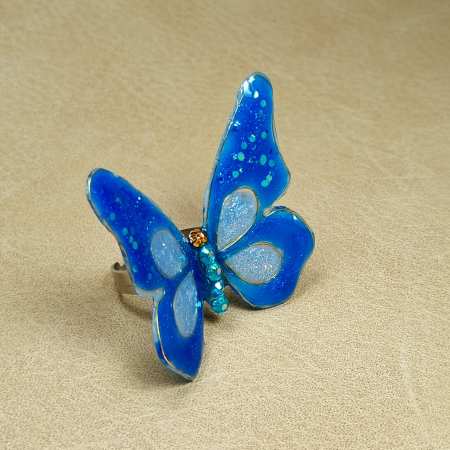 Inel reglabil Fluture Albastru rasina [6]