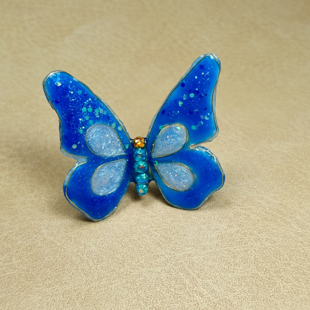 Inel reglabil Fluture Albastru rasina [8]