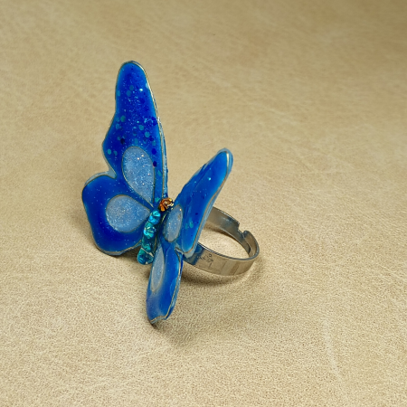 Inel reglabil Fluture Albastru rasina [7]