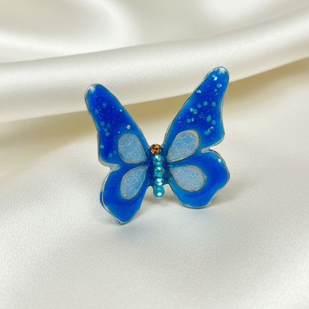 Inele - Inel reglabil Fluture Albastru rasina