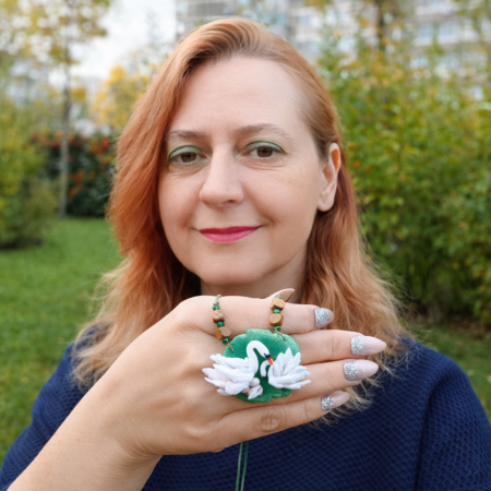 Pandantive - Pandantiv lebada mama si copilul