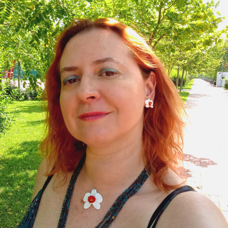 Orhidee - Pandantiv Orhidee Alb-Roșie