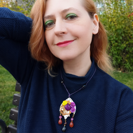 Colecția Florală - Pandantiv Trandafiri Mov